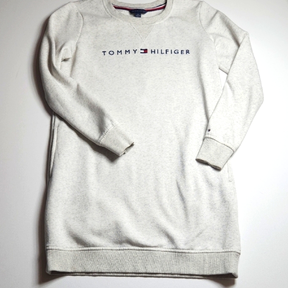 Tommy Hilfiger Dresses & Skirts - Tommy Hilfiger Sweatshirt Dress XXS Gray Logo Pullover Long Sleeve Pockets Casua